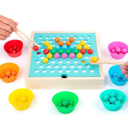 NEW Kids Wooden Toys Memory Chess Clip Color Cognition Baby Early Educational Toys Parent-child Interactive Gift Beads Game