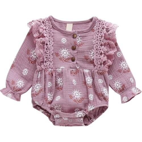 New Autumn Baby Girl Rompers Newborn Baby Clothes Toddler Flare Sleeve Lace Design Romper Jumpsuit7 2020