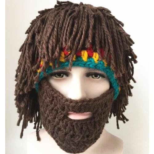 Holiday Gift Unisex Knitted Mustache Winter Crochet Hat Warm Snow Mask Hat Funny Wig Beard Creative Woolen Hat