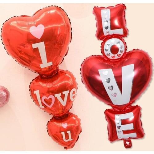 Proposal Balloon Heart to Heart Shape Marriage Valentines Day Wedding Room Decoration and Arrangement Aluminum Foil Balloons