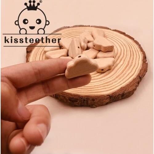 Kissteether 20pcs Food Grade Wood Bead Beech Wooden Clouds Animal Beads DIY Teething Nursing Mom Necklace jewelry Making Teether