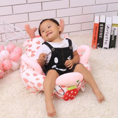 Cute deer baby baby sofa seat baby sofa support seat cover plush chair learn to sit cartoon animal walker nest without padding