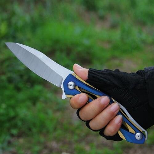 RM Transformers Folding Knife, 5CR15MOV All-Steel Color Titanium Handle Tactical Offensive Self-Defense Heavy Knife Camping Tool