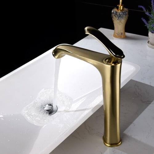 Basin Faucets Bathroom Single handle Single Hole Faucet Mixer Tap Brushed Gold/Black Oil Faucets Brass Sink Water Crane taps