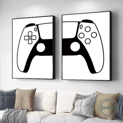 Modern Simple Black and White Gamepad Console Posters and Prints Canvas Paintings Wall Art Pictures for Living Room Decor