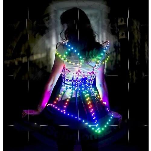Technology LED Dresses Bar business performance luminous dress sexy gogo flashing lights DS show theme party costume
