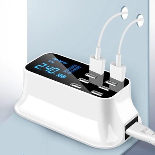 8 Port USB Charger Digital Display Quick Charge Fast Charging Adapter USB Charging Station Mobile Phone Desktop Wall Home charge