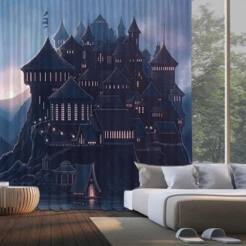Magic Wizard 3D Print Hogwartses Blackout Curtains Bedroom Living Room Home Decoration for Children Kids Boys