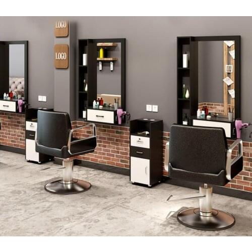 Hairdresser mirror salon table cabinet table integrated wall mounted barber shop hairdressing table wall mounted mirror