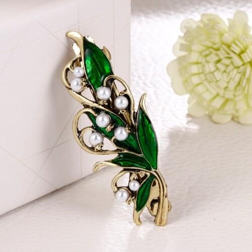 Retro Green Rhinestone Pearls Sprung Barrette Women Ladies Headwear Hairpin Hair Clip Accessories