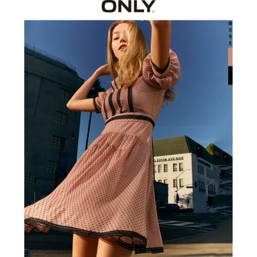 ONLY summer new sweet lace polka-dot design waist thin French dress female | 120107636