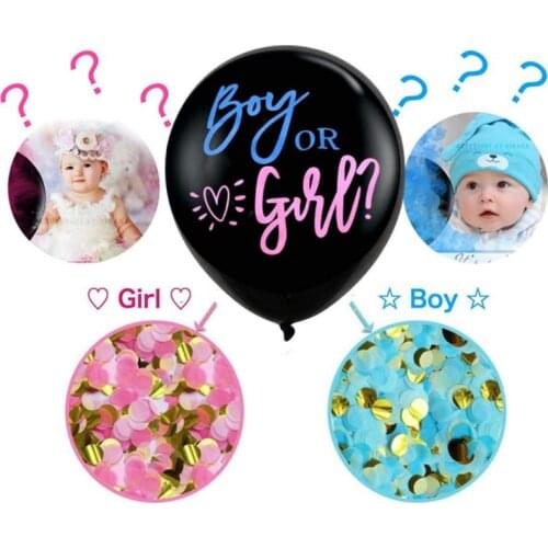 1Set Black Gender Reveal Latex Balloons Gender Reveal Boy Or Girl Bomb Ballon For Baby Party Blue Pink Confetti Decor Supplies
