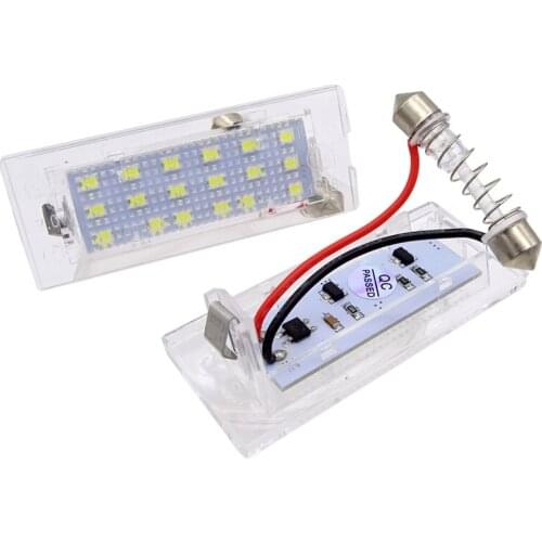 1 Pair Car Metal+ Plastic 12V 18 SMD 3528 White Light LED Number License Plate Lights For BMW X3 E83 2003-2010 X5 E53 1999-2003