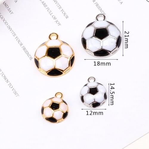 10pcs/lot 12mm 18mm Sport Football Enamel Charms Pendant Braclets Jewelry finding DIY Craft more fashion