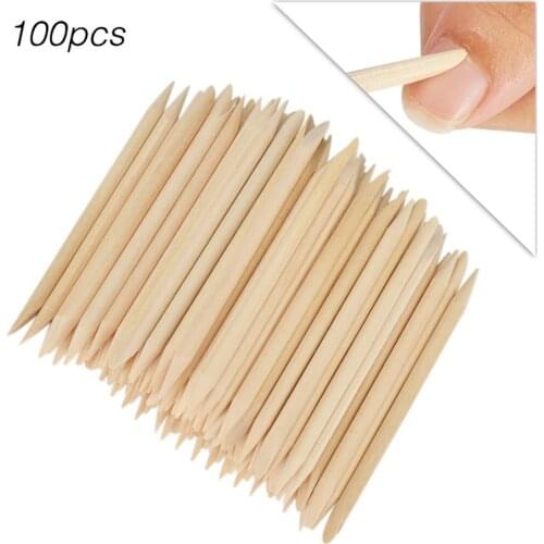 100pcs Nail Art Design Orange Wooden Stick Sticks Cuticle Pusher Remover