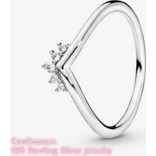 100% 925 Sterling Silver Tiara Wishbone Ring For Women Wedding Gift Original Jewelry Accessories