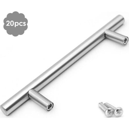 20pcs Stainless Steel Bar Handles Cupboard Cabinet Wardrobe Hollow Handles with Screws (4in)