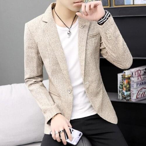 2021 Mens Long-Sleeved V-Pattern Suit Youth Autumn New All-Matching Slim Fit Leisure blazer