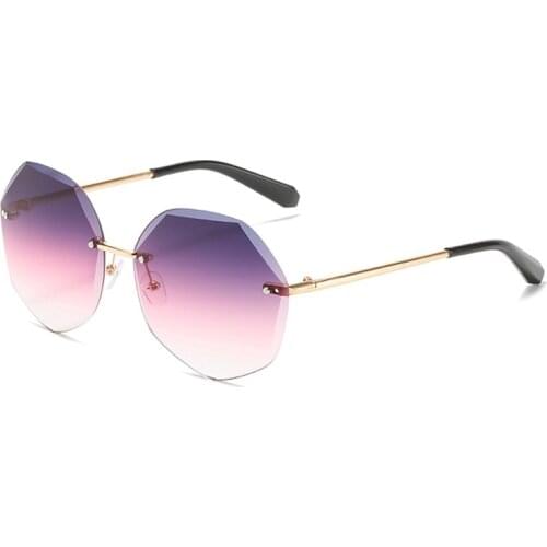 2021 Gradient Lens Rimless Sunglasses Female Polygon Sun Glasses Women Eyeglasses Alloy Legs Frameless Trimmed Eyewear
