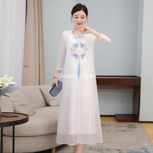 2021 women cheongsam chinese traditional lace dresses mandarin collar qipao vestidos evening dress elegant oriental dress qipao