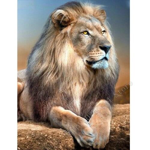 5D DIY Full Square Diamond Painting Cross Stitch Lion on the stone 3D Diamond Embroidery Rhinestone Mosaic Home Decor FF2754
