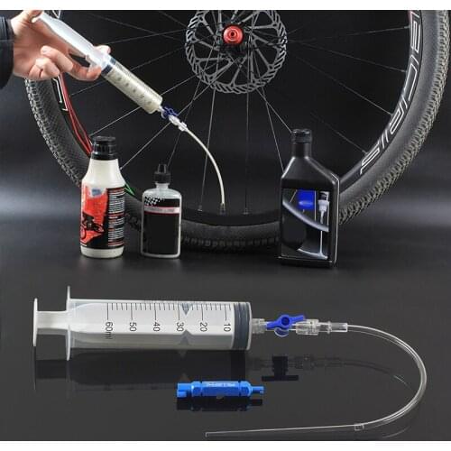 60ml Bicycle Tubeless Tire Liquid Injection Tool Tire Tubeless Sealant Syringe Mtb Bicycle Repair Tool Rubber Hose Kit