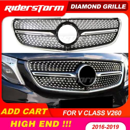 Fit For w447 diamond grille For V Class W447 diamond grille For V260 V220 Racing diamond front bumper front mesh grill