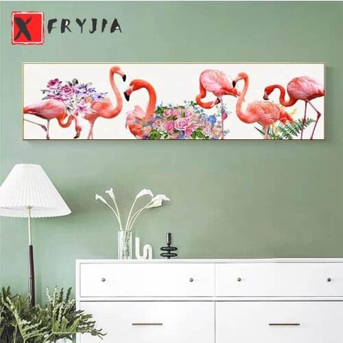 Large Size Diamond Painting Flamingo Flowers 5D DIY Full Square Round diamond Rhinestone Embroidery Mosaic Cross Stitch decor