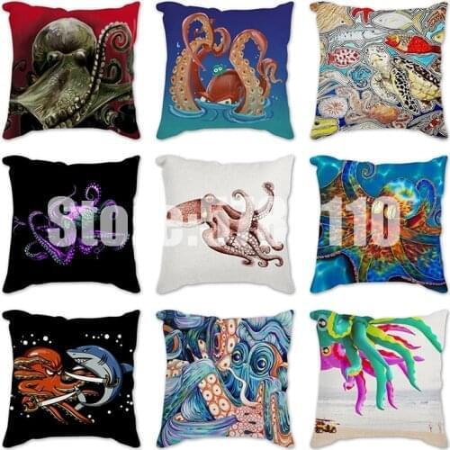 Octopus Decorative Cushion Cover Pillow Pillowcase Polyester 45*45 Throw Pillow Home Decor Pillowcover Cushions Covers Sofa Car