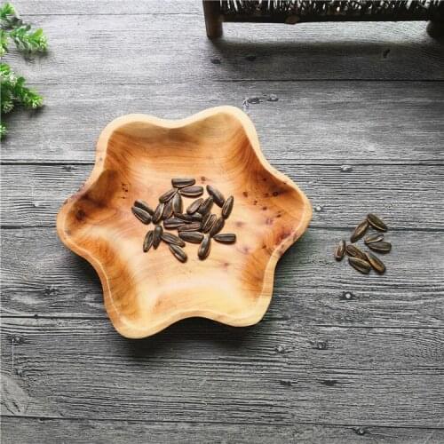 Plum Flower Shape Wooden Fruit Plates Candy Snack Dessert Drying Fruit Platter Kitchen Tableware
