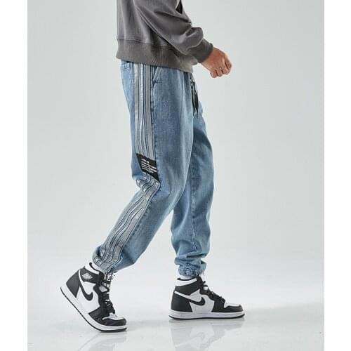 Top Denim Trousers Mens Spring&Autumn Baggy Fashion Large Size Loose Casual Pants Hip Hop Harem Pants Japanese Streetwear