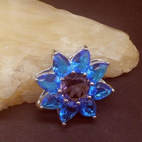 Gemstonefactory Jewelry Big Promotion 925 Silver Gentle Blue Topaz Amethyst Women Ladies Mom Gifts Necklace Pendant 20213820