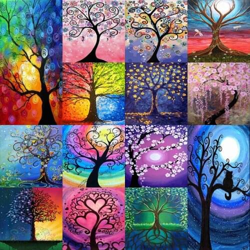 5D Diy Diamond Painting Scenery Tree Diamond Painting Full Square Landscape Picture Of Rhinestone Mosaic Flowers Decor Home