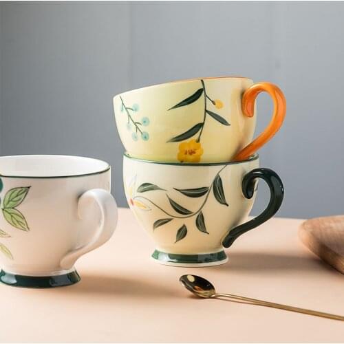 Nordic Style Ins Retro Hand-painted Creativity Ceramic Coffee Mug Teacup Home Simplicity Breakfast Milk Mug Coffee Cups Mug