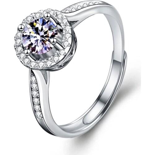 925 sterling silver rings moissanite ring jewelry wedding rings for couples luxury designer 0.5ct 1ct D color Round shape