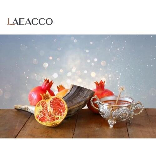 Laeacco Happy Tishrei Rosh Hashanah Festival Pomegranate Fruit Photozone Photo Background Photographic Backdrop Photo Studio