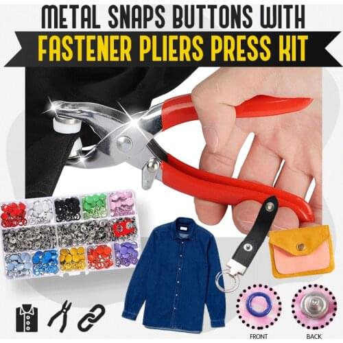 Metal Snaps Buttons with Fastener Pliers Press Kit 200 Sets Snap Fasteners Kit Tool for Clothing Sewing 10 Colors Dropshipping