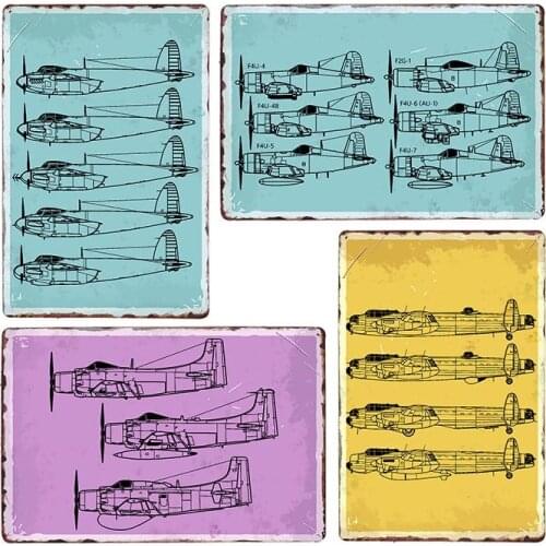 Aircraft Plaque Metal Vintage Plane Poster Painting Wall Art Crafts Decoration Tin Signs Plate Home Decor 20X30cm