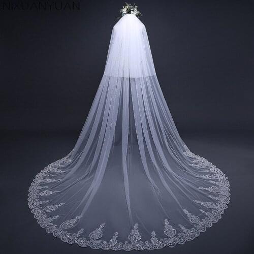Fashion 3 Meter veil wedding Long Lace Edge Bridal Veil with Comb Wedding Accessories Sluier Vestido de noiva voile de mariee