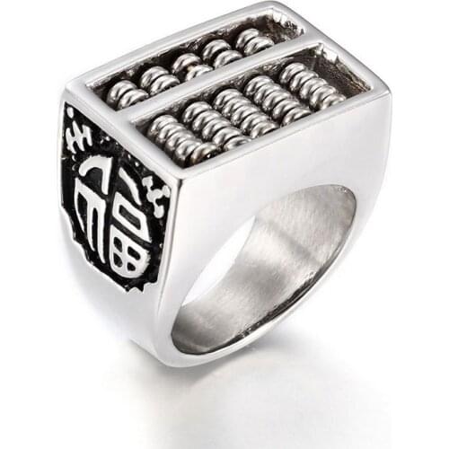 Fashion rotating abacus titanium steel ring men and women ring finger plate jewelry wholesale