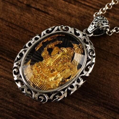 BOCAI 2021 New Real S925 Silver Ethnic Style Fashionable Oval Domineering Personality Elephant Trunk Pendant for Man and Woman