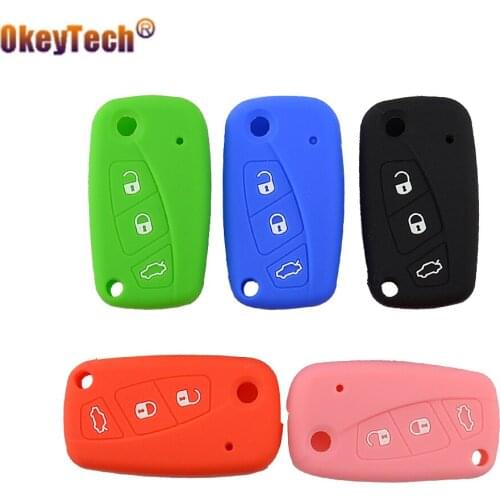 OkeyTech For Fiat Punto 2013 Panda Idea 2008 Stilo 2007 Ducato 3 Buttons Silicone Rubber Car Remote Flip Control Key Case Cover