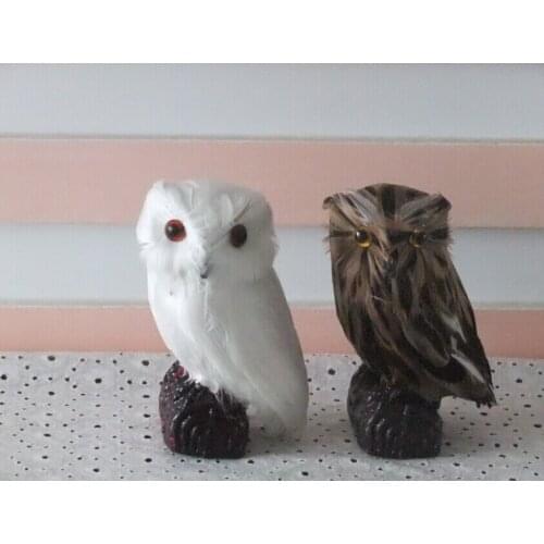 A pair of simulation owl toys polyethylene & fur brown&white owl models gift about 7*7*12cm137