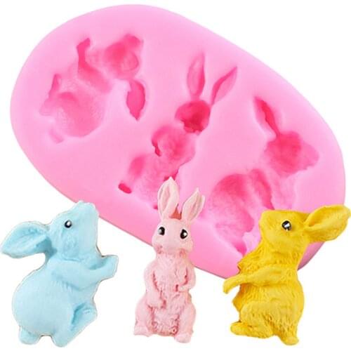 Easter Bunny Silicone Molds Animals Rabbit Cupcake Topper Fondant Cake Decorating Tools Candy Clay Chocolate Gumpaste Mould