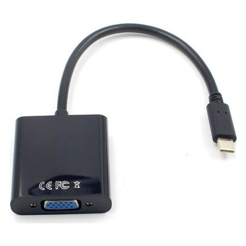 USB 3.1 Type-C to VGA Converter USB HD Video Adapter Cable Type C to VAG Black