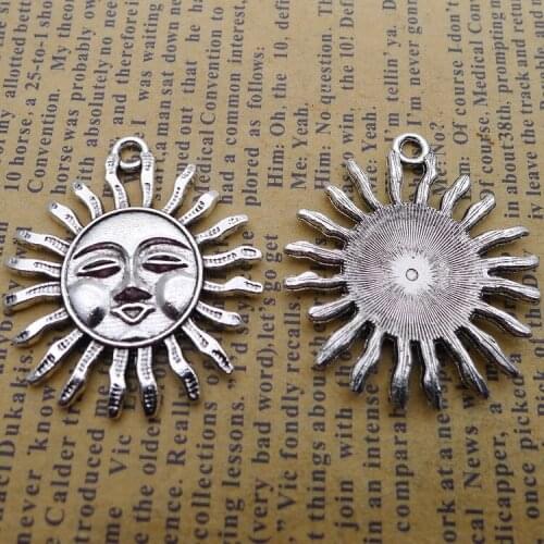 4pcs/Lot 30x33mm Antique Silver Color Sun Charms Pendant For Jewelry Making DIY Jewelry Findings
