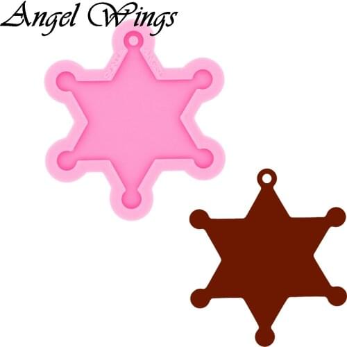 Police Badge Keychains Silicone Molds DIY Necklace Jewelry Shiny Epoxy Resin Mould DY0476