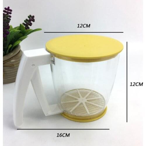 PP Plastic Flour Sifter Practical Kitchen Baking Shaker Sieve Cup One Hand Press