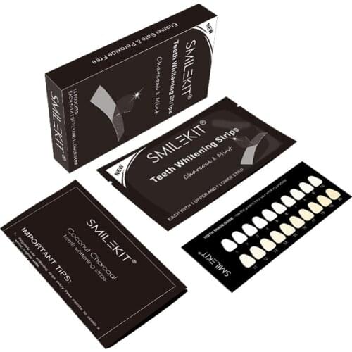28/14pcs Charcoal Teeth Whitening Strips Tooth Stain Removal Oral Hygiene Care Dental Shade Bleaching Kit Enamel White Tool