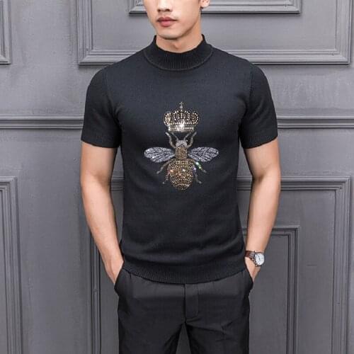 Hot Diamond Design Custom Bee Mens Sweater Comfortable High-Quality Winter Knitted T-Shirt Youth Trend Round Neck